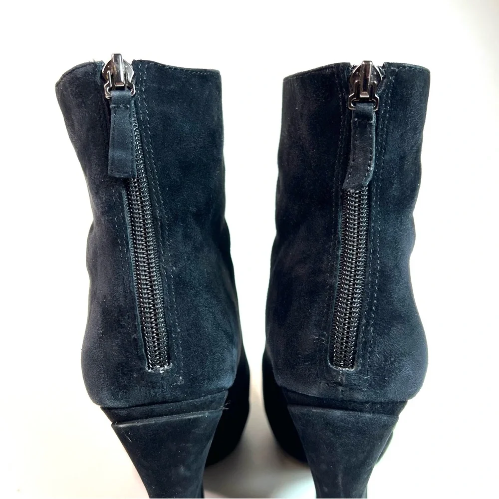 Alice+Olivia Suede Platform Heeled Booties Boots Black Size 8.5
